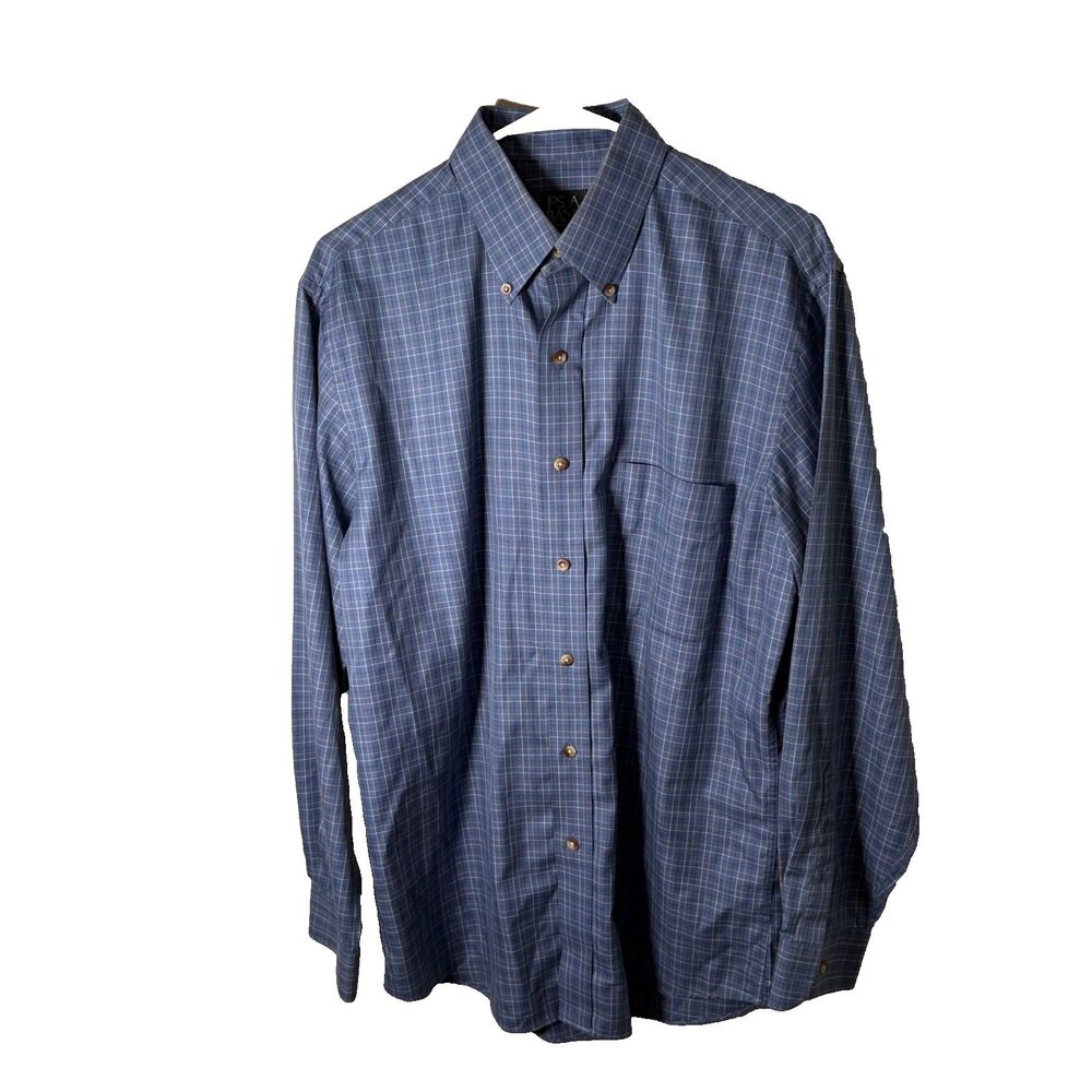 Jos. A Bank Shirt Men's Medium Tailored Fit Traveler's Collection Blue Window